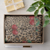 Papier Mousseline Leopard Cheetah Animal Print Red Cherry Pattern (Cadeau)