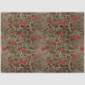 Papier Mousseline Leopard Cheetah Animal Print Red Cherry Pattern (Recto)