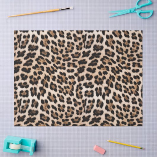 Papier Mousseline Léopard noir Brown crémeux (Artisanat)