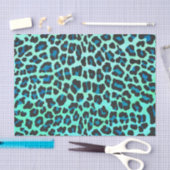 Papier Mousseline Léopard noir et Turquoise (Artisanat)