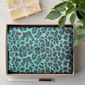 Papier Mousseline Léopard noir et Turquoise (Cadeau)