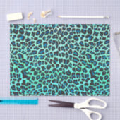 Papier Mousseline Léopard noir et Turquoise (Artisanat)