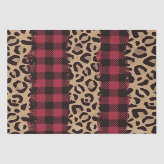 Papier Mousseline Leopard safari Buffalo Plaid Christmas (Recto)