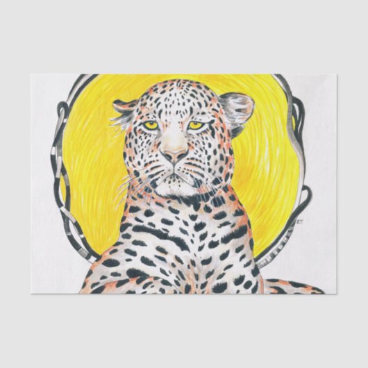 Papier Mousseline Leopard Sun King Ink Art (Recto)