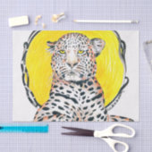 Papier Mousseline Leopard Sun King Ink Art (Artisanat)