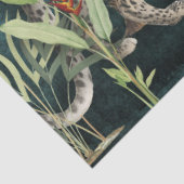 Papier Mousseline Léopard Tropical Floral n Foliage Turquoise Découp (Détail)