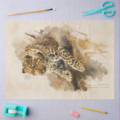 Papier Mousseline Léopartie allongée sur une branche (Artisanat)