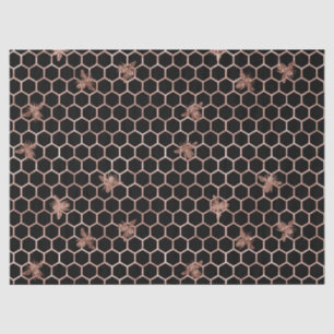 Papier Mousseline Les abeilles d'or Roses et le peigne de miel sur l