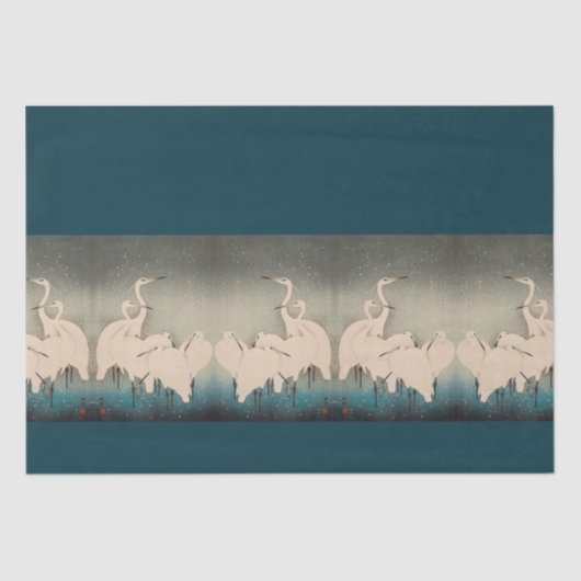 Papier Mousseline Les aigrettes japonaises dans le papier de tissus (Recto)