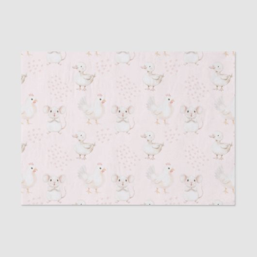 Papier Mousseline Les animaux mignons en rose (Recto)