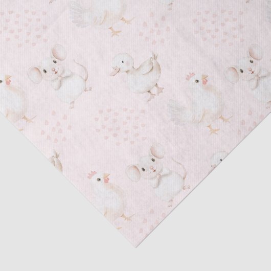Papier Mousseline Les animaux mignons en rose (Détail)