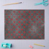 Papier Mousseline Les Coeurs rouges en décomposition grise (Artisanat)