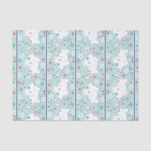 Papier Mousseline Les éléphants blancs à la parade (Recto)