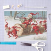 Papier Mousseline Les elfes de Noël Père Noël glissent sur un rond (Artisanat)