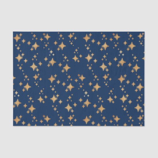 Papier Mousseline Les étoiles d'or sur le Arrière - plan bleu foncé (Recto)