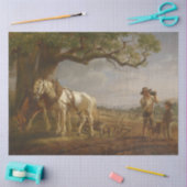 Papier Mousseline Les fermiers se reposent dans un champ avec des ch (Artisanat)