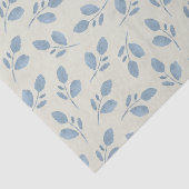 Papier Mousseline Les Feuilles bleus poussiéreux sur papier de tissu (Détail)