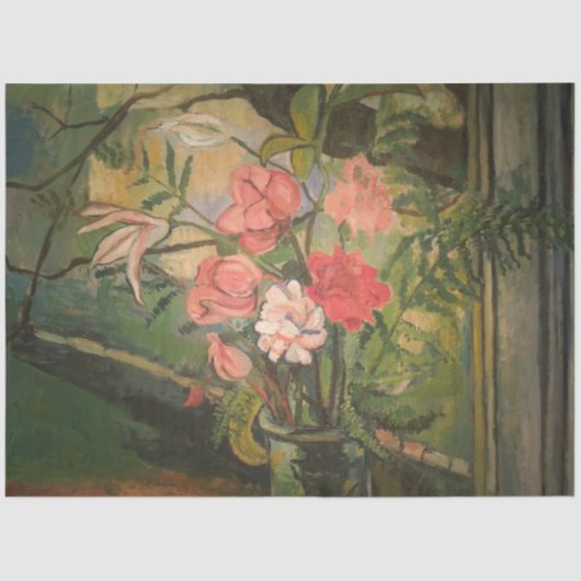 Papier Mousseline Les fleurs de Suzanne Valadon devant une fenêtre (Recto)