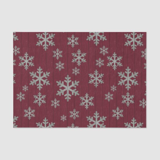 Papier Mousseline Les flocons de neige argentent sur le rouge (Recto)