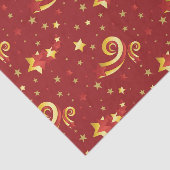 Papier Mousseline Les flocons d'or à Noël rouge (Détail)