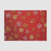 Papier Mousseline Les flocons d'or à Noël rouge (Recto)