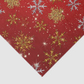 Papier Mousseline Les flocons d'or à Noël rouge (Détail)