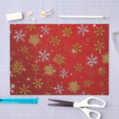 Papier Mousseline Les flocons d'or à Noël rouge (Artisanat)
