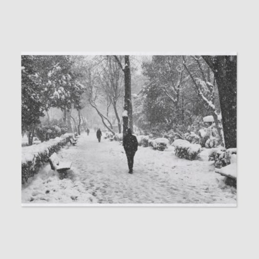 Papier Mousseline Les gens dans le parc pendant la journée d'hiver (Recto)