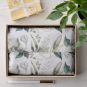 Papier Mousseline Les Magnolias blancs et les rubans verts (Cadeau)