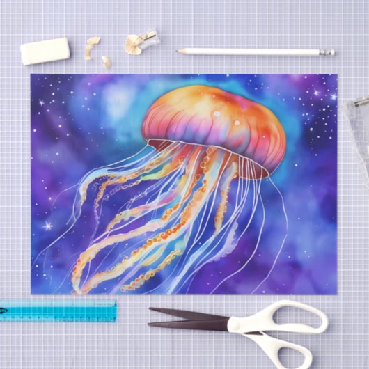 Papier Mousseline Les méduses dans l'océan abstrait (Artisanat)
