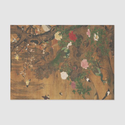 Papier Mousseline Les oiseaux se rassemblent sous la page de découpa (Recto)