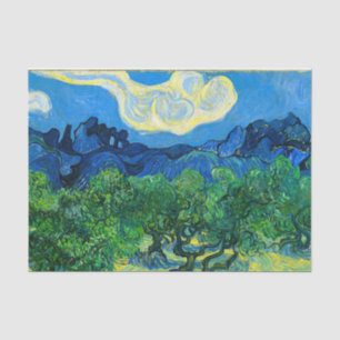 Papier Mousseline Les oliviers de Van Gogh dans un paysage montagneu