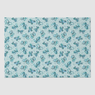 Papier Mousseline Les papillons Doodle - turquoise - motif.