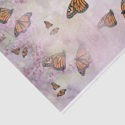 Papier Mousseline Les papillons Monarques fleurissent (Détail)
