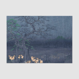 Papier Mousseline Les renards au sanctuaire de nuit Ukiyo-e Art japo