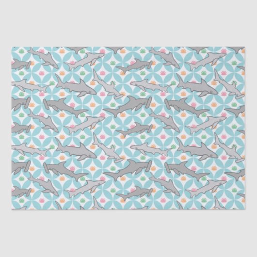 Papier Mousseline Les requins nager au milieu du siècle actuel (Recto)