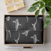 Papier Mousseline Les requins noirs dessinent l'art marin marin Vint (Cadeau)