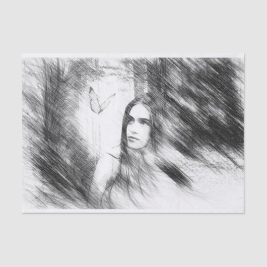 Papier Mousseline Les rêves de papillons au charbon (Recto)