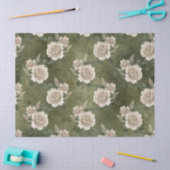 Papier Mousseline Les Roses blanches sur la page Découpage verte (Artisanat)
