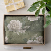 Papier Mousseline Les Roses blanches sur la page Découpage verte (Cadeau)