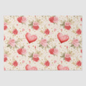 Papier Mousseline Les roses et les coeurs roses et rouges de Valenti (Recto)