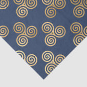 Papier Mousseline Les Spirales de Triskele Celte en or sur Navy Blue (Détail)