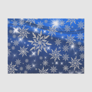 Papier Mousseline Les stars de Noël bleues avec le cristal de glace