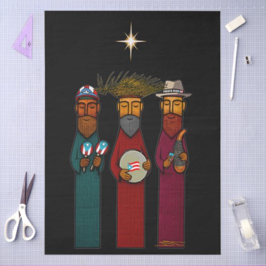Papier Mousseline Les Trois Rois Mages Portoricains – Parranda (Artisanat)