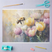 Papier Mousseline Les Tulipes Pastel et une découpage d'abeilles mie (Artisanat)