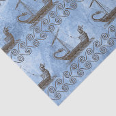 Papier Mousseline Les voiliers grecs et le défilé sur la déco bleue (Détail)