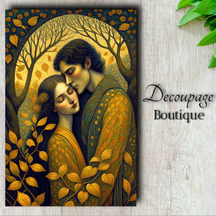Papier Mousseline L'Étreinte de l'Automne Amour Doré dans la Clairiè