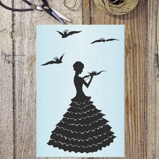 Papier Mousseline Lettre d'amour vintage Lady Silhouette Doses