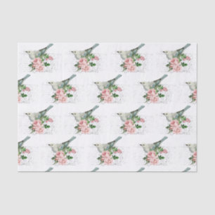 Papier Mousseline Lettre d'art ornithologique vintage et rose
