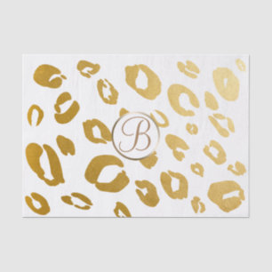 Papier Mousseline Lettre d'or Leopard Cheetah Imprimer Monogramme in